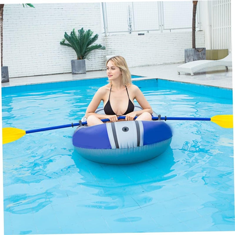 woobles Inflatable Fishing Boat, Inflatable Boat PVC 1-Person Portable Foldable Hard Bottom Fishing Drift Raft Kayak with Inflator Peddles, Inflatable Boat - Image 3